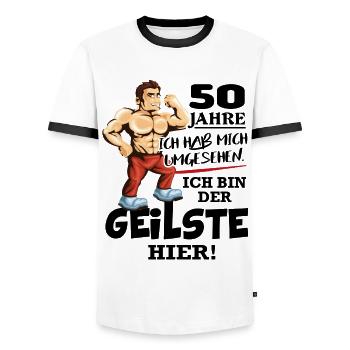 Geburtstag 50 Jahre Der Beste Geilste Chef - Männer Kontrast-T-Shirt - Weiß/Schwarz - Vorne - AI Model Female 172 light (172cm) & AI Model Male 178 dark (178cm)