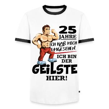 Geburtstag 25 Jahre Der Beste Geilste Chef KIng - Männer Kontrast-T-Shirt - Weiß/Schwarz - Vorne - AI Model Female 172 light (172cm) & AI Model Male 178 dark (178cm)