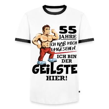 Geburtstag 55 Jahre Der Beste Geilste Chef KIng - Männer Kontrast-T-Shirt - Weiß/Schwarz - Vorne - AI Model Female 172 light (172cm) & AI Model Male 178 dark (178cm)