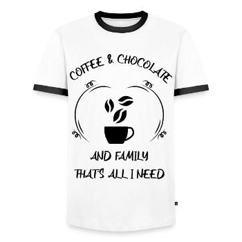 Kaffee Espresso Käffchen & Schokolade - Männer Kontrast-T-Shirt - Weiß/Schwarz - Vorne - AI Model Female 172 light (172cm) & AI Model Male 178 dark (178cm)