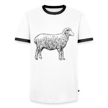 Schaf Schafe Lamm Schäfer Silhouette Geschenk - Männer Kontrast-T-Shirt - Weiß/Schwarz - Vorne - AI Model Female 172 light (172cm) & AI Model Male 178 dark (178cm)