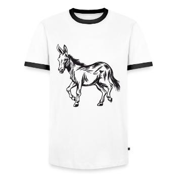 Esel Silhouette Donkey Maultier Stur Geschenk - Männer Kontrast-T-Shirt - Weiß/Schwarz - Vorne - AI Model Female 172 light (172cm) & AI Model Male 178 dark (178cm)