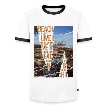 Sarcastic summer design garbage on the beach - Men's Ringer Shirt - white/black - Front - AI Model Female 172 light (172cm) & AI Model Male 178 dark (178cm)