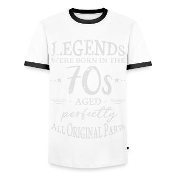 Legends of the 70s Sayings Motif Gift - Men's Ringer Shirt - white/black - Front - AI Model Female 172 light (172cm) & AI Model Male 178 dark (178cm)