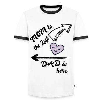 Maman à gauche et papa à droite - T-shirt contrasté Homme - blanc/noir - Devant - AI Model Female 172 light (172cm) & AI Model Male 178 dark (178cm)