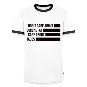 Beauté naturelle Pas de graisse buccale Romover Citation - T-shirt contrasté Homme - blanc/noir - Devant - AI Model Female 172 light (172cm) & AI Model Male 178 dark (178cm)