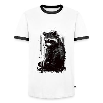 Raccoon White & Black Stencil - Men's Ringer Shirt - white/black - Front - AI Model Female 172 light (172cm) & AI Model Male 178 dark (178cm)
