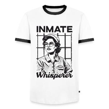 Inmate Whisperer Corrections Nurse - Men's Ringer Shirt - white/black - Front - AI Model Female 172 light (172cm) & AI Model Male 178 dark (178cm)