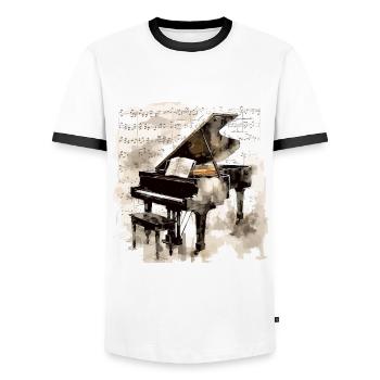 Klassischer Klavier-enthusiast - Melodiedesign - Männer Kontrast-T-Shirt - Weiß/Schwarz - Vorne - AI Model Female 172 light (172cm) & AI Model Male 178 dark (178cm)