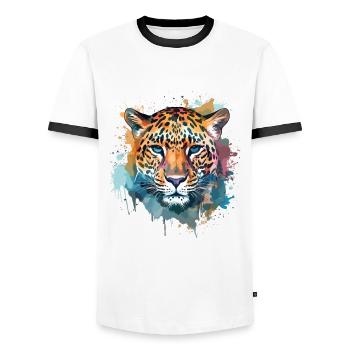 Colorful Art - Cute & Wild - Men's Ringer Shirt - white/black - Front - AI Model Female 172 light (172cm) & AI Model Male 178 dark (178cm)