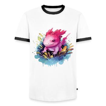 Colorful Axolotl - Cute Design For - Men's Ringer Shirt - white/black - Front - AI Model Female 172 light (172cm) & AI Model Male 178 dark (178cm)
