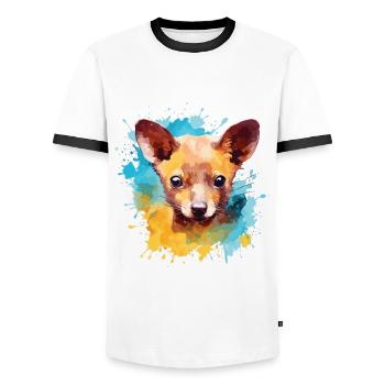 Colorful fossa - cute artwork for - Men's Ringer Shirt - white/black - Front - AI Model Female 172 light (172cm) & AI Model Male 178 dark (178cm)