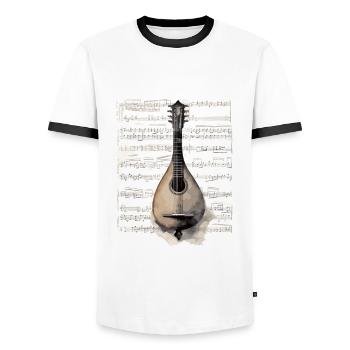 Musique balalaïka authentique, Traditionnelle - T-shirt contrasté Homme - blanc/noir - Devant - AI Model Female 172 light (172cm) & AI Model Male 178 dark (178cm)