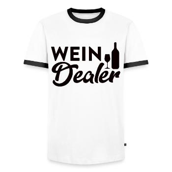 Wein Dealer - Design für Sommeliers & Winzer - Männer Kontrast-T-Shirt - Weiß/Schwarz - Vorne - AI Model Female 172 light (172cm) & AI Model Male 178 dark (178cm)
