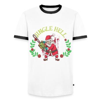 Jingle Hell – Eine Verdrehte Feiertagsfeier - Männer Kontrast-T-Shirt - Weiß/Schwarz - Vorne - AI Model Female 172 light (172cm) & AI Model Male 178 dark (178cm)
