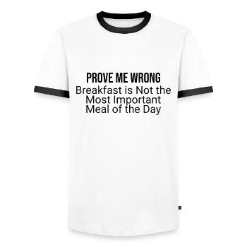 Breakfast myth? Rethinking Morning Meals - Men's Ringer Shirt - white/black - Front - AI Model Female 172 light (172cm) & AI Model Male 178 dark (178cm)