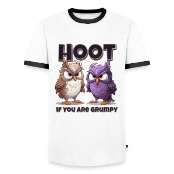 Scream When You're Grumpy – Owl Nonsense - Men's Ringer Shirt - white/black - Front - AI Model Female 172 light (172cm) & AI Model Male 178 dark (178cm)