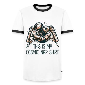 Astronaut Humor That's My Cosmic - Men's Ringer Shirt - white/black - Front - AI Model Female 172 light (172cm) & AI Model Male 178 dark (178cm)