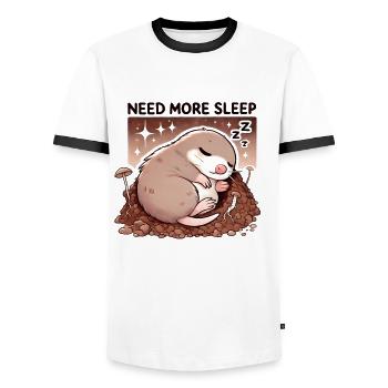 Need More Sleep Funny Mole Cuter - Men's Ringer Shirt - white/black - Front - AI Model Female 172 light (172cm) & AI Model Male 178 dark (178cm)