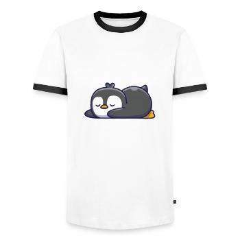 Penguin - Men's Ringer Shirt - white/black - Front - AI Model Female 172 light (172cm) & AI Model Male 178 dark (178cm)