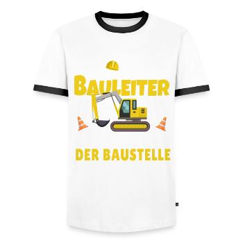 Kinder Bauleiter Bauarbeiter - Bauherr - Männer Kontrast-T-Shirt - Weiß/Schwarz - Vorne - AI Model Female 172 light (172cm) & AI Model Male 178 dark (178cm)