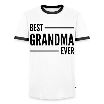 BESTE OMA ALLER ZEITEN. OMA GESCHENK. - Männer Kontrast-T-Shirt - Weiß/Schwarz - Vorne - AI Model Female 172 light (172cm) & AI Model Male 178 dark (178cm)