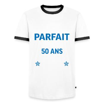 50 ans cadeau d'anniversaire pour papa - T-shirt contrasté Homme - blanc/noir - Devant - AI Model Female 172 light (172cm) & AI Model Male 178 dark (178cm)