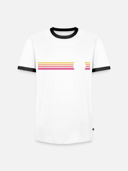 Retro petanque ball - Men's Ringer Shirt - white/black