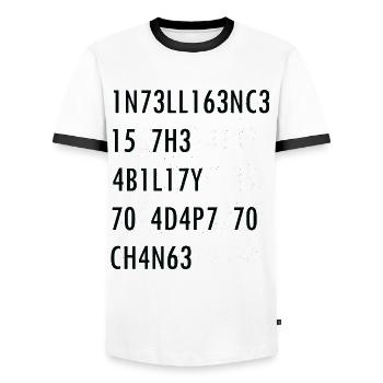 Intelligence-Citation de science intelligence nerd - T-shirt contrasté Homme - blanc/noir - Devant - AI Model Female 172 light (172cm) & AI Model Male 178 dark (178cm)