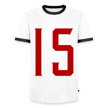 Symbole de 15 chiffres - T-shirt contrasté Homme - blanc/noir - Devant - AI Model Female 172 light (172cm) & AI Model Male 178 dark (178cm)