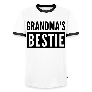 GRANDMA'S BESTIE - Men's Ringer Shirt - white/black - Front - AI Model Female 172 light (172cm) & AI Model Male 178 dark (178cm)