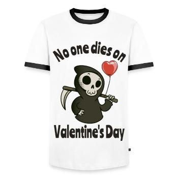 Sensenmann sagt Niemand stirbt am Valentinstag - Männer Kontrast-T-Shirt - Weiß/Schwarz - Vorne - AI Model Female 172 light (172cm) & AI Model Male 178 dark (178cm)