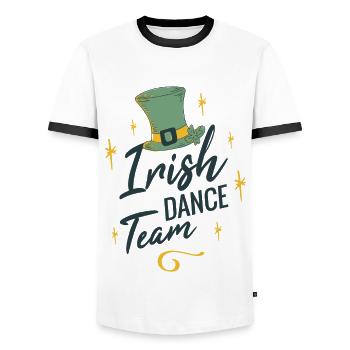 Irish Dance Team - Men's Ringer Shirt - white/black - Front - AI Model Female 172 light (172cm) & AI Model Male 178 dark (178cm)