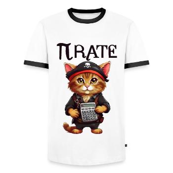 Pi day Pirate Cat - Men's Ringer Shirt - white/black - Front - AI Model Female 172 light (172cm) & AI Model Male 178 dark (178cm)