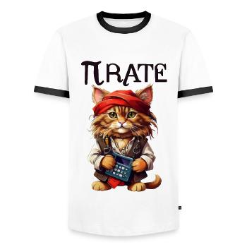 Pi day Pirate Cat - Men's Ringer Shirt - white/black - Front - AI Model Female 172 light (172cm) & AI Model Male 178 dark (178cm)