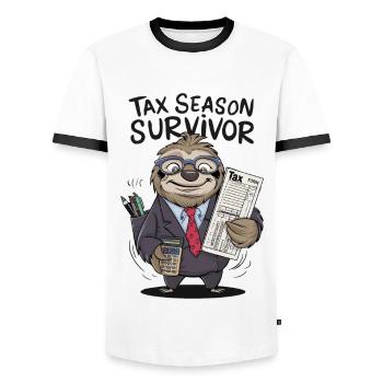 Tax Season Survivor - Men's Ringer Shirt - white/black - Front - AI Model Female 172 light (172cm) & AI Model Male 178 dark (178cm)