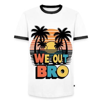 We out bro, letzter Schultag Lehrer - Männer Kontrast-T-Shirt - Weiß/Schwarz - Vorne - AI Model Female 172 light (172cm) & AI Model Male 178 dark (178cm)