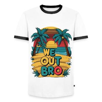 We out bro, letzter Schultag Lehrer - Männer Kontrast-T-Shirt - Weiß/Schwarz - Vorne - AI Model Female 172 light (172cm) & AI Model Male 178 dark (178cm)