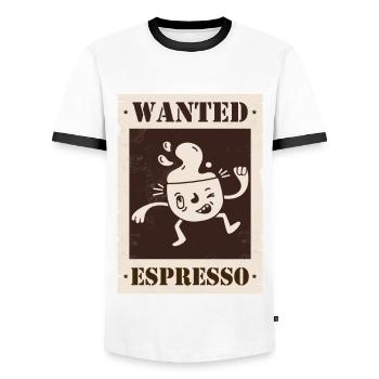 Wanted Espresso - Men's Ringer Shirt - white/black - Front - AI Model Female 172 light (172cm) & AI Model Male 178 dark (178cm)