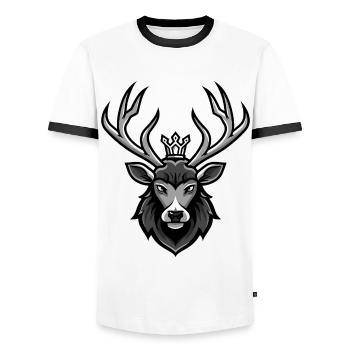 Couronne de cerf - T-shirt contrasté Homme - blanc/noir - Devant - AI Model Female 172 light (172cm) & AI Model Male 178 dark (178cm)