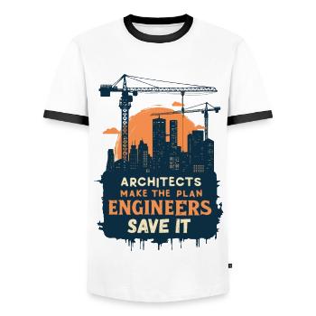 Les architectes font le plan, les ingénieurs le sauvent - T-shirt contrasté Homme - blanc/noir - Devant - AI Model Female 172 light (172cm) & AI Model Male 178 dark (178cm)