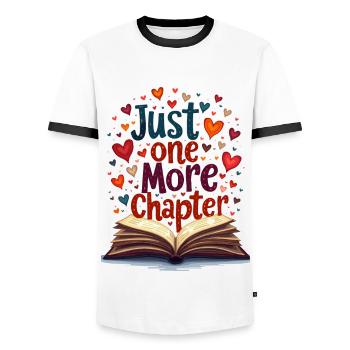 Nur noch ein Kapitel - Bücherwurm - Männer Kontrast-T-Shirt - Weiß/Schwarz - Vorne - AI Model Female 172 light (172cm) & AI Model Male 178 dark (178cm)