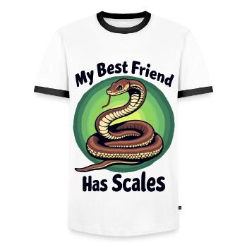 Mein bester Freund hat Schuppen Schlangenliebhaber - Männer Kontrast-T-Shirt - Weiß/Schwarz - Vorne - AI Model Female 172 light (172cm) & AI Model Male 178 dark (178cm)