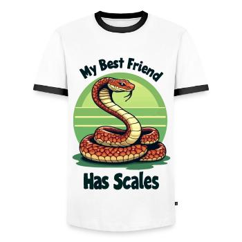 Mein bester Freund hat Schuppen Schlangenliebhaber - Männer Kontrast-T-Shirt - Weiß/Schwarz - Vorne - AI Model Female 172 light (172cm) & AI Model Male 178 dark (178cm)