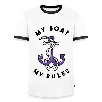 Mon bateau Mes règles Ancre et cordage - T-shirt contrasté Homme - blanc/noir - Devant - AI Model Female 172 light (172cm) & AI Model Male 178 dark (178cm)