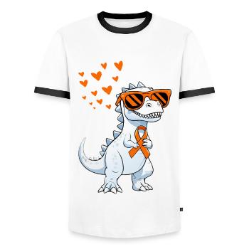 Multiple Sclerosis Awareness Support - Men's Ringer Shirt - white/black - Front - AI Model Female 172 light (172cm) & AI Model Male 178 dark (178cm)