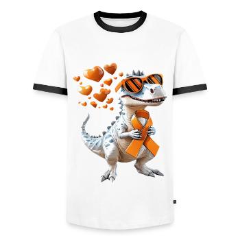 Multiple Sclerosis Awareness Support - Men's Ringer Shirt - white/black - Front - AI Model Female 172 light (172cm) & AI Model Male 178 dark (178cm)