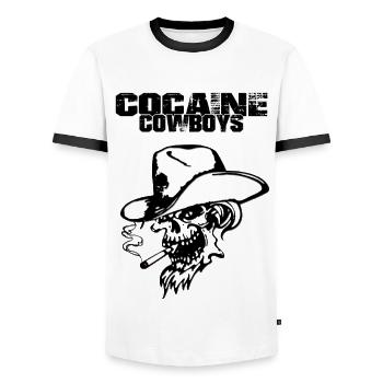 Cocaine Cowboys - Männer Kontrast-T-Shirt - Weiß/Schwarz - Vorne - AI Model Female 172 light (172cm) & AI Model Male 178 dark (178cm)