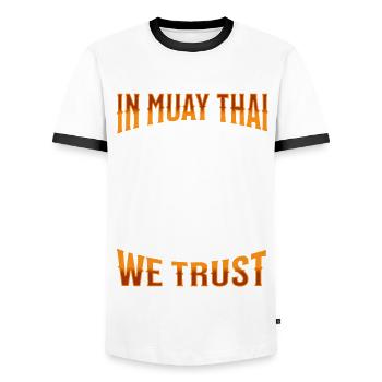 Muay Thai Boxing Muay Thai - Männer Kontrast-T-Shirt - Weiß/Schwarz - Vorne - AI Model Female 172 light (172cm) & AI Model Male 178 dark (178cm)