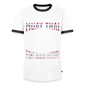 Muay Thai Boxing Muay Thai - Männer Kontrast-T-Shirt - Weiß/Schwarz - Vorne - AI Model Female 172 light (172cm) & AI Model Male 178 dark (178cm)